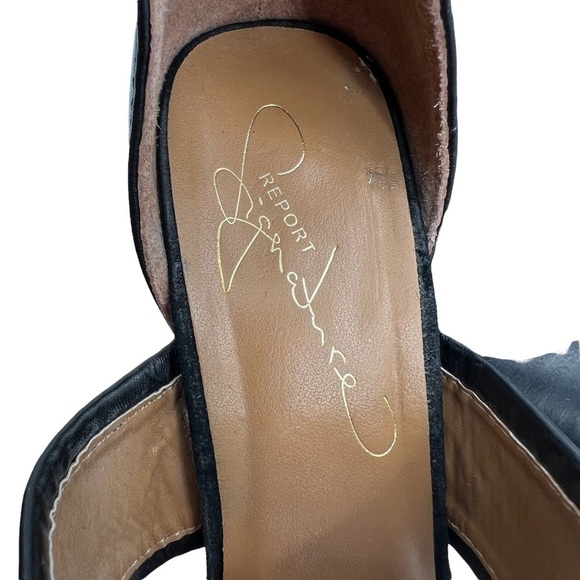 Report Signature Black Pammy Leather Block Heel Sandals Size 10 Women’s - Picture 2 of 7